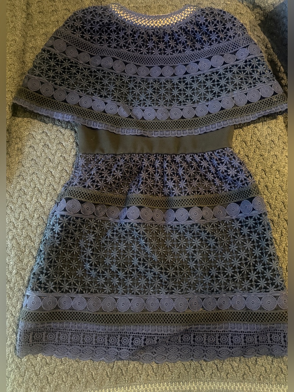 Self-Portrait Navy Floral Lace V‑Neck Mini Dress - Picture 6 of 7